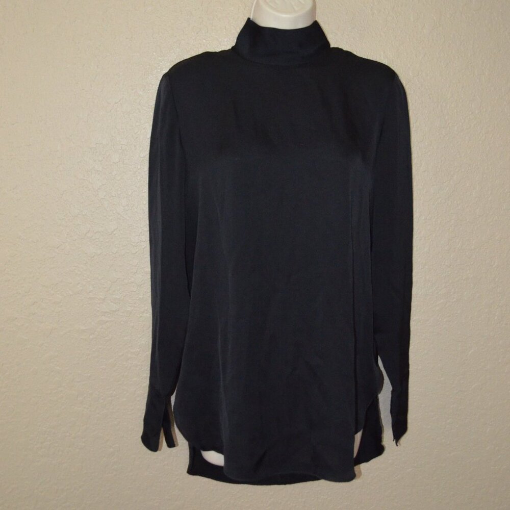 Sz 34 XS By Malene Birger Black Silk Blend Long Sleeve Blouse Tunic